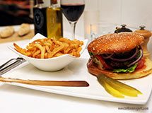 Hamburger and fries, New York City, USA