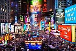 Times Square nella notte dell’ultimo dell’anno, New York City, Stati Uniti d'America